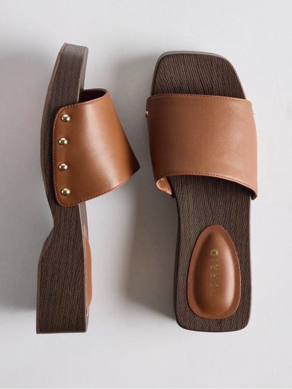 torrid Tan Brown Studded Slide Clogs